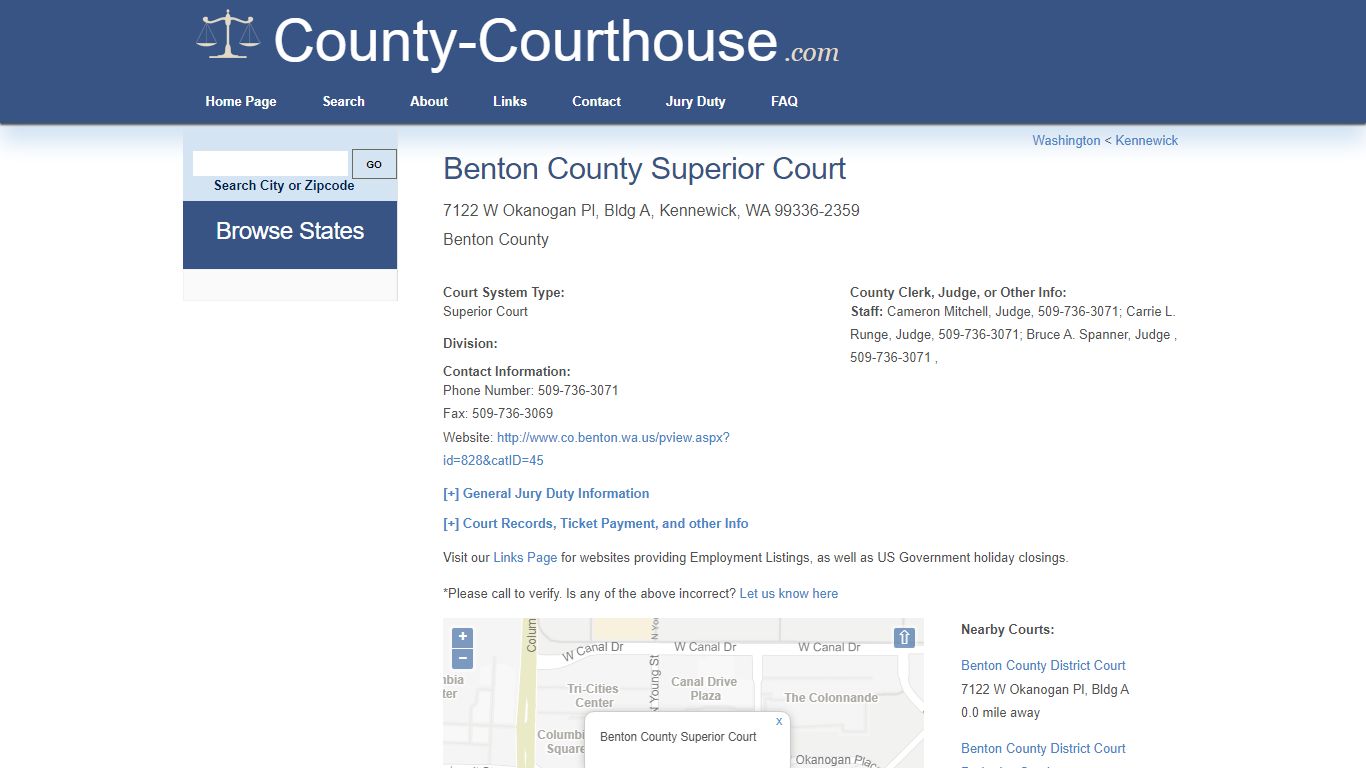 Benton County Superior Court in Kennewick, WA - Court Information
